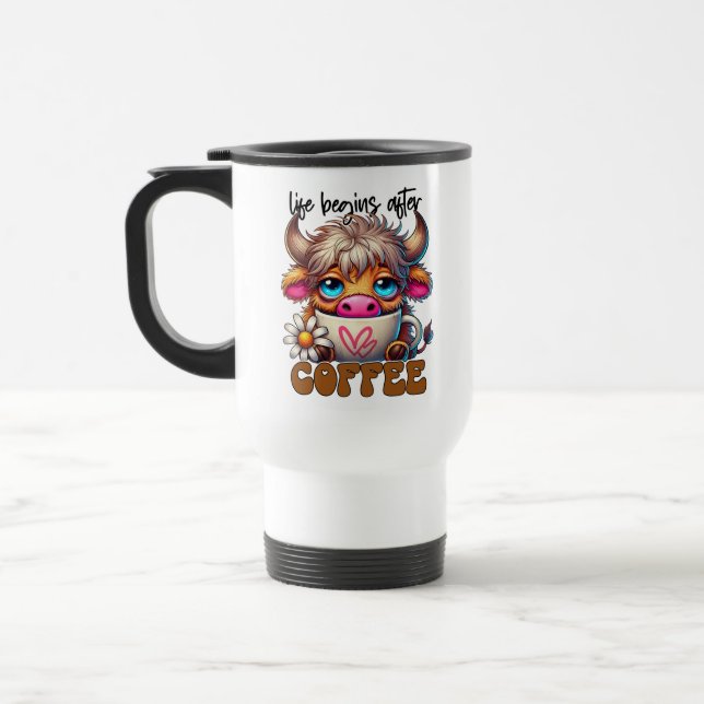 Das Leben beginnt nach dem Kaffee  Reisebecher (Links)