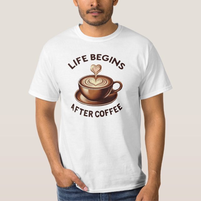 Das Leben beginnt nach dem Kaffee - Retro-Kaffee L T-Shirt (Vorderseite)
