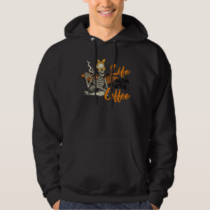 Das Leben beginnt nach dem Kaffee Skelett Hallowee Hoodie