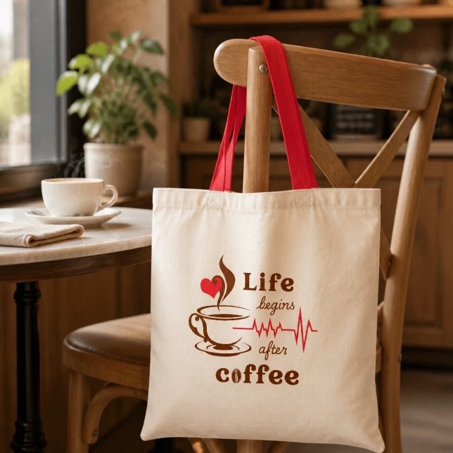 Das Leben beginnt nach dem Kaffeebeutel Tragetasche (Von Creator hochgeladen)