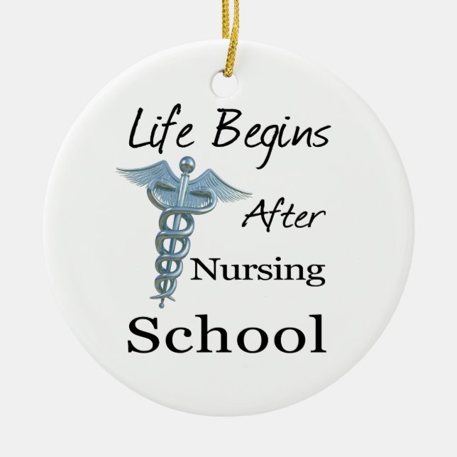 Das Leben beginnt nach der Nursing School Funny Nu Keramik Ornament (Vorne)