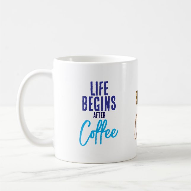 Das Leben beginnt nach Kaffeetasse (Links)