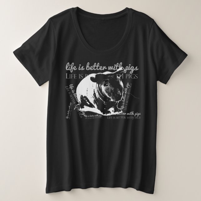 Das Leben bei Schweinen ist besser Große Größe T-Shirt (Design vorne)