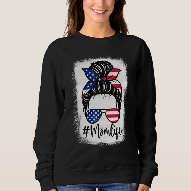 Das Leben der Mama der amerikanischen Flagge hat M Sweatshirt (Vorderseite)