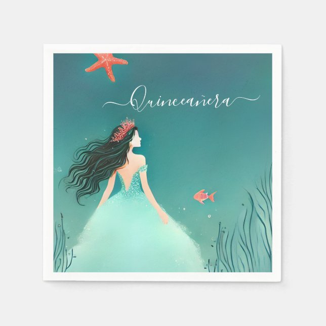 Das Leben der Meeresfische unter dem Meer Quincean Serviette (Vorderseite)