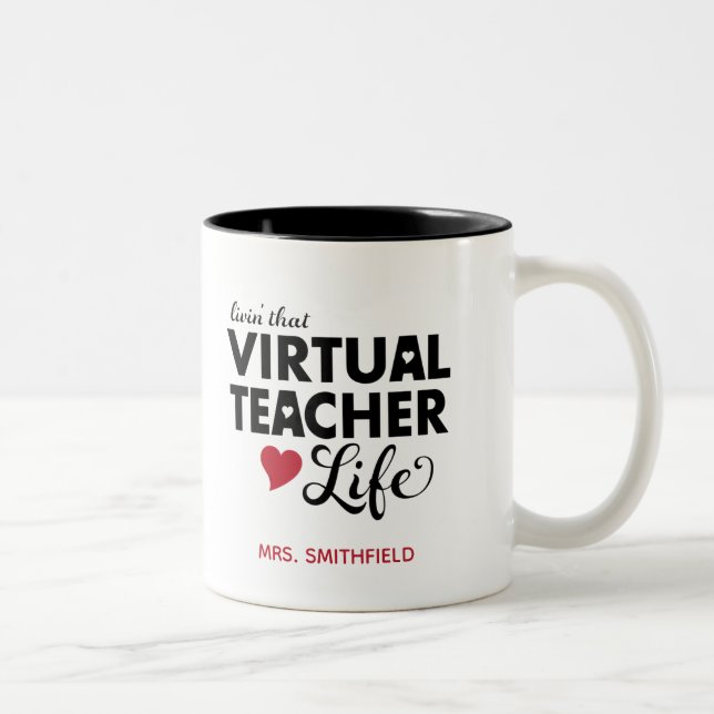 Das Leben des virtuellen Lehrers Zweifarbige Tasse (Rechts)