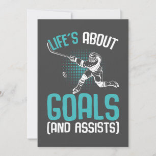 Das Leben dreht sich um Goals Hockey Player Eishoc Feiertagskarte