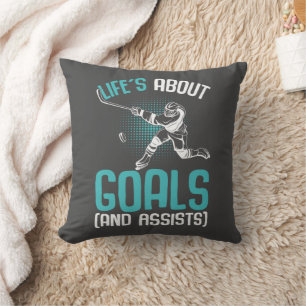 Das Leben dreht sich um Goals Hockey Player Eishoc Kissen