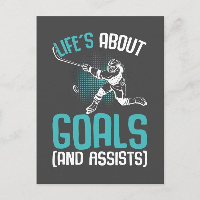 Das Leben dreht sich um Goals Hockey Player Eishoc Postkarte (Vorderseite)