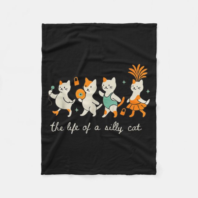 Das Leben einer albernen Katze Lustiges Trend-Meme Fleecedecke (Vorderseite)