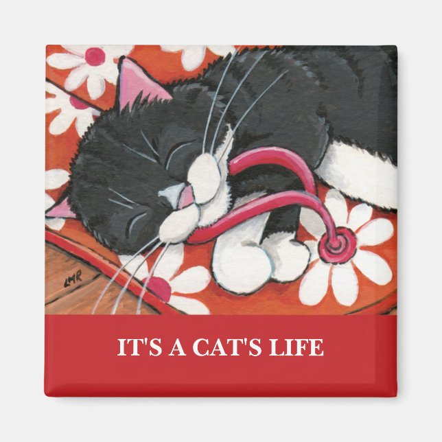 Das Leben einer Katze | Personalisierbares Cat Art Magnet (Vorne)
