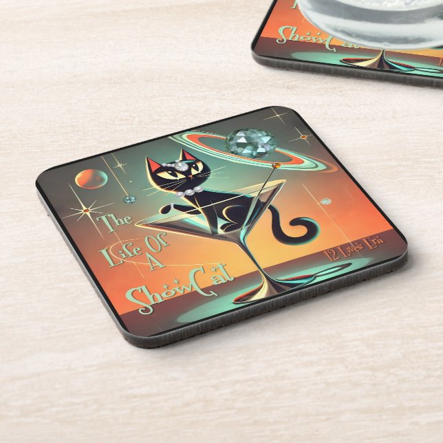 Das Leben einer Showgirl-Katze Getränkeuntersetzer (Linke Seite)