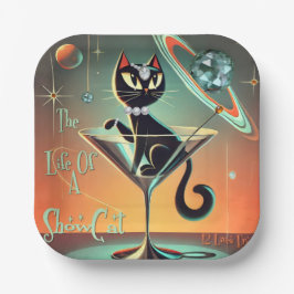 Das Leben einer Showgirl-Katze Pappteller