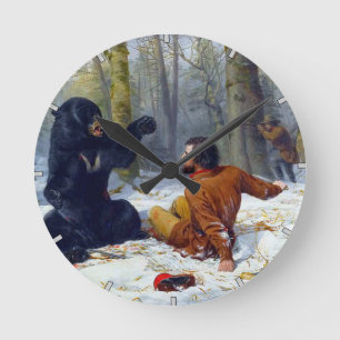 Das Leben eines Jägers  Eine schwierige Lage Arthu Runde Wanduhr
