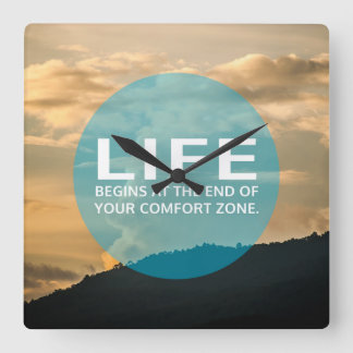 Das Leben fängt an Quadratische Wanduhr