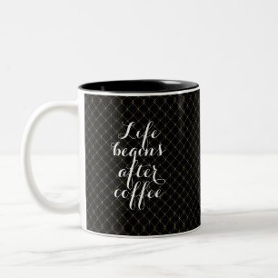 Das Leben fängt nach Kaffee an Zweifarbige Tasse