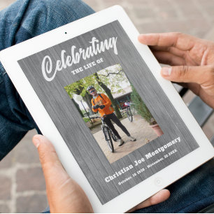Das Leben feiern Foto Grau Holz Beerdigung Poster