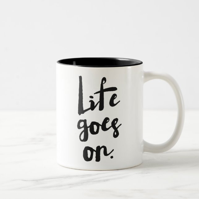 Das Leben geht weiter | Schwarze Rustikale Moderne Kaffeetasse (Rechts)