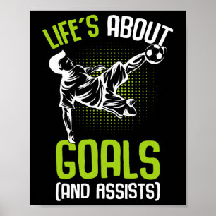 Das Leben handelt von Zielen Fußballspieler Jungen Poster