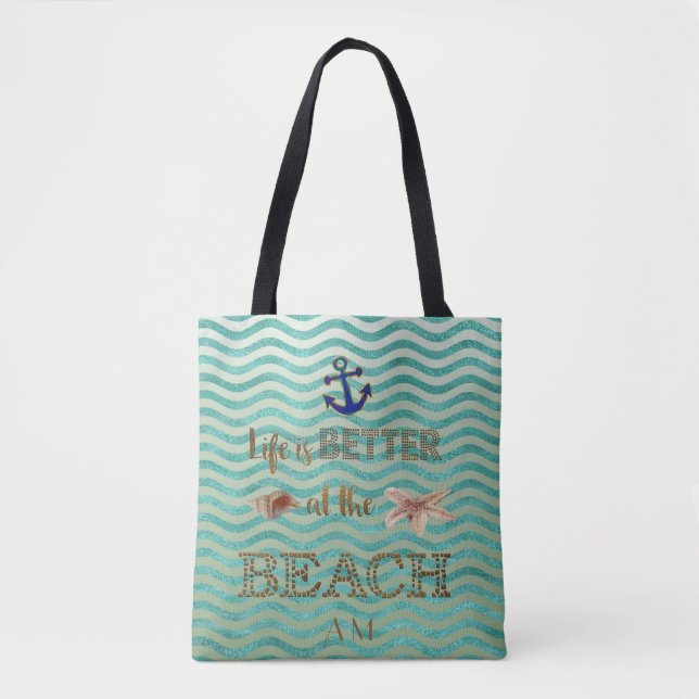 Das Leben ist am BEACH Typografy Monogramm besser (Vorderseite)