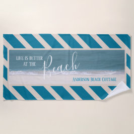 Das Leben ist am schönen Foto des Strand-| besser Strandtuch