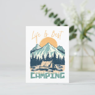 Das Leben ist am schönsten, wenn man campen geht - Postkarte