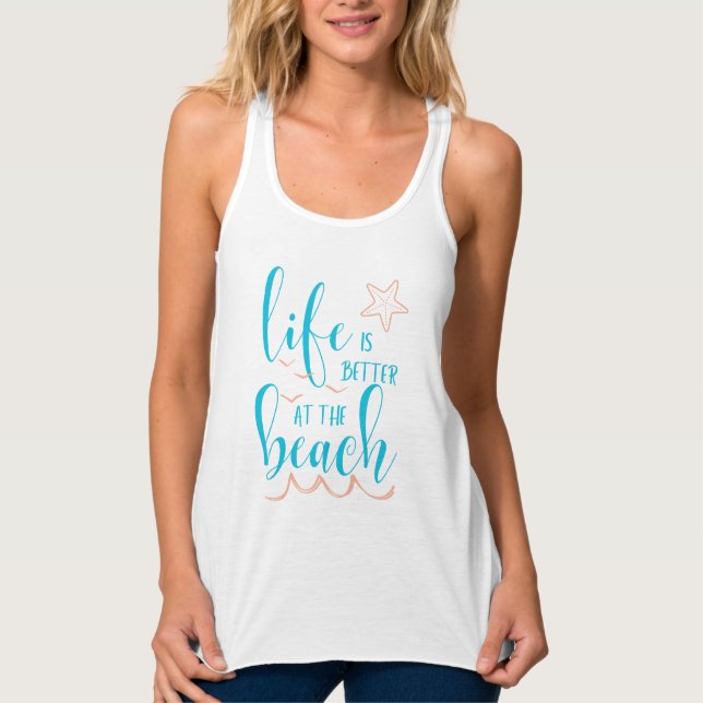 DAS LEBEN IST AM STRAND BESSER TANK TOP (Vorderseite)
