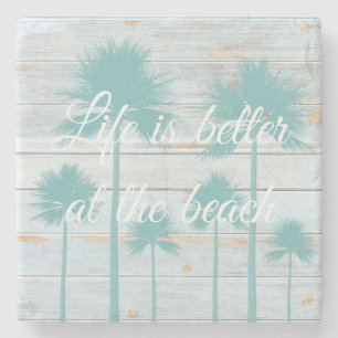 Das Leben ist am Strand-Haus besser Steinuntersetzer