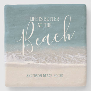 Das Leben ist am Wasser-und Sand-Foto des Steinuntersetzer