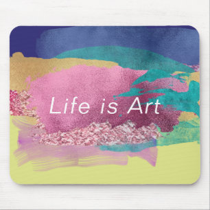 Das Leben ist Art Metallic Paint Brush Strokes Mus Mousepad