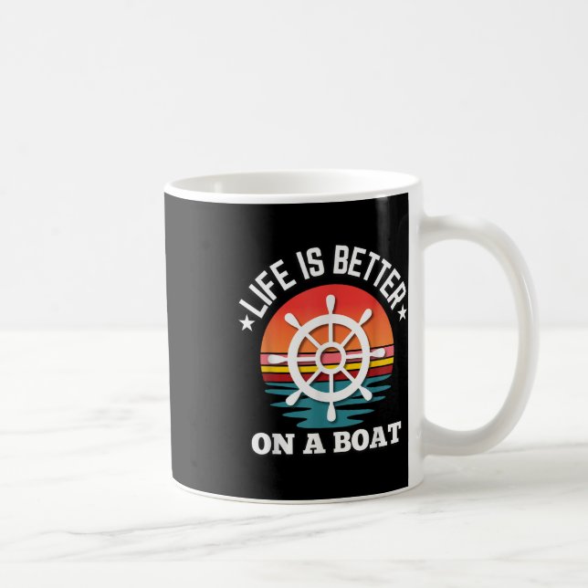 Das Leben ist besser am Bootslenkrad Retro-Boot Kaffeetasse (Rechts)