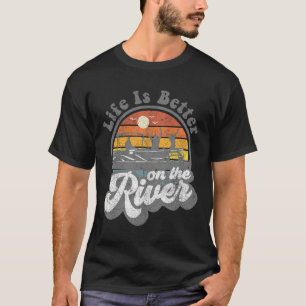 Das Leben ist besser am Fluss Lustiges Pontoonboot T-Shirt