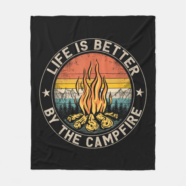 Das Leben ist besser am Lagerfeuer Camping Lagerfe Fleecedecke (Vorderseite)