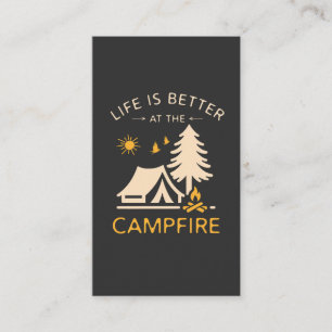 Das Leben ist besser am Lagerfeuer – Lustiger Camp Visitenkarte