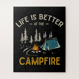 Das Leben ist besser am Lagerfeuer Lustiger Camper Puzzle