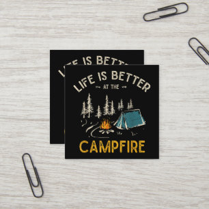 Das Leben ist besser am Lagerfeuer Lustiger Camper Quadratische Visitenkarte