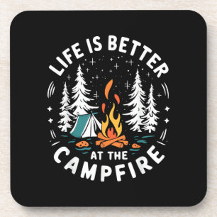 Das Leben ist besser am Lagerfeuer Lustiges Campin Getränkeuntersetzer