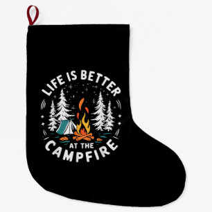 Das Leben ist besser am Lagerfeuer Lustiges Campin Großer Weihnachtsstrumpf