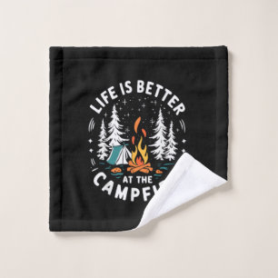 Das Leben ist besser am Lagerfeuer Lustiges Campin Waschlappen