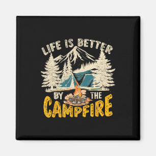 Das Leben ist besser am Lagerfeuer Vintage Camping Magnet