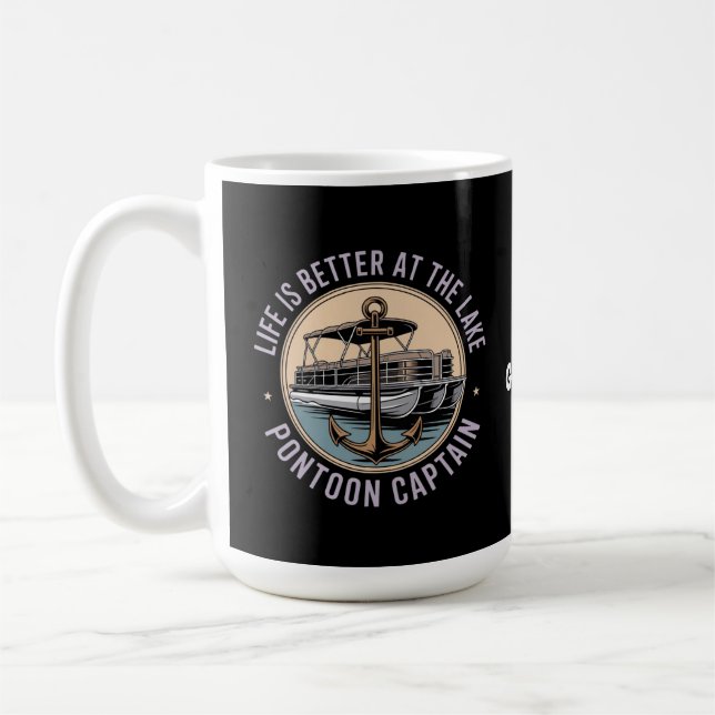 Das Leben ist besser am Pontoon-See Captain Funny Kaffeetasse (Links)