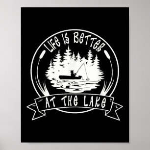 Das Leben ist besser am See, lustige Sprüche Fisch Poster