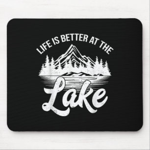 Das Leben ist besser am See Lustiger Angelboot-Out Mousepad