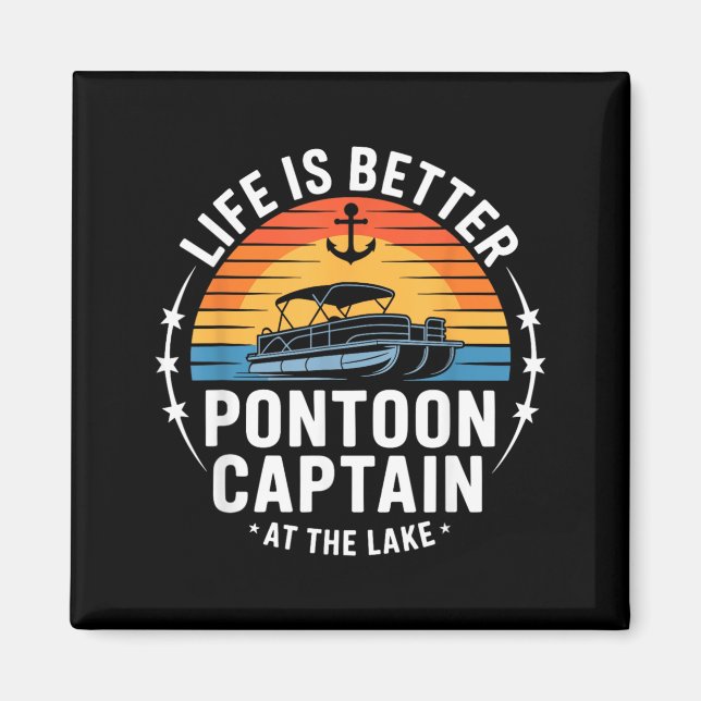 Das Leben ist besser am See ntoon Captain Bootfahr Magnet (Vorne)