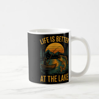 Das Leben ist besser am See – Vintage-Angeln Natur Kaffeetasse