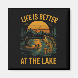 Das Leben ist besser am See – Vintage-Angeln Natur Magnet