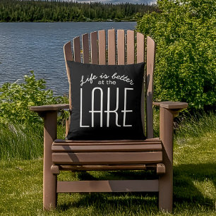 Das Leben ist besser am See Zitat Schwarz Weiß Chi Kissen