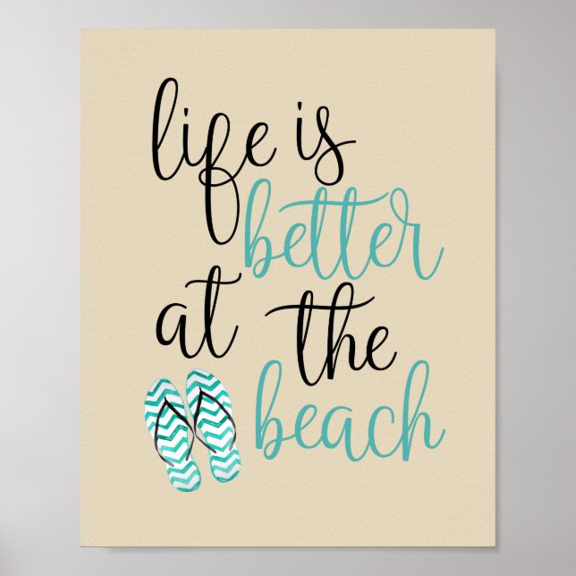 Das Leben ist besser am Strand Flip Flops Poster (Vorne)