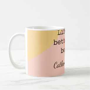 Das Leben ist besser am Strand gelb orange Boho ru Kaffeetasse