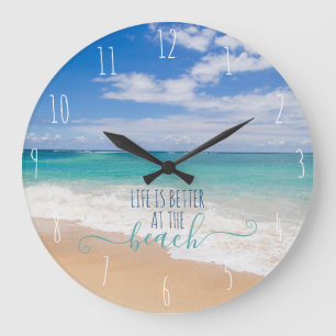 Das Leben ist besser am Strand  Große Uhr